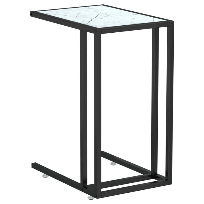 Masă laterală de calculator, alb marmură, 50x35x65 cm, sticlă - WALTI WALTI