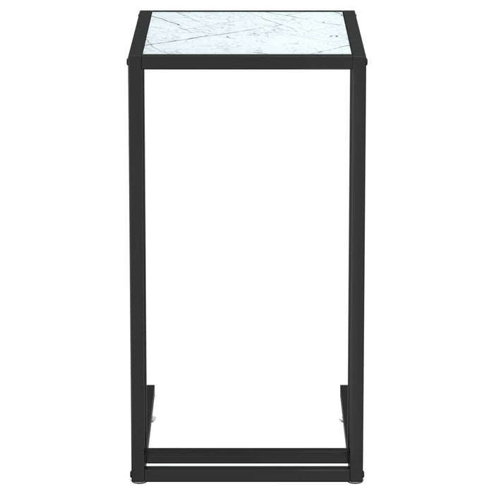 Masă laterală de calculator, alb marmură, 50x35x65 cm, sticlă - WALTI WALTI