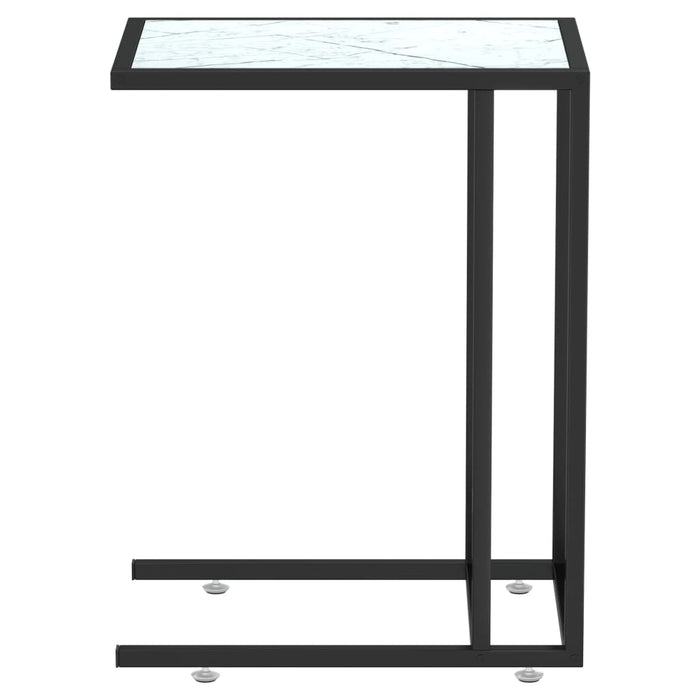 Masă laterală de calculator, alb marmură, 50x35x65 cm, sticlă - WALTI WALTI