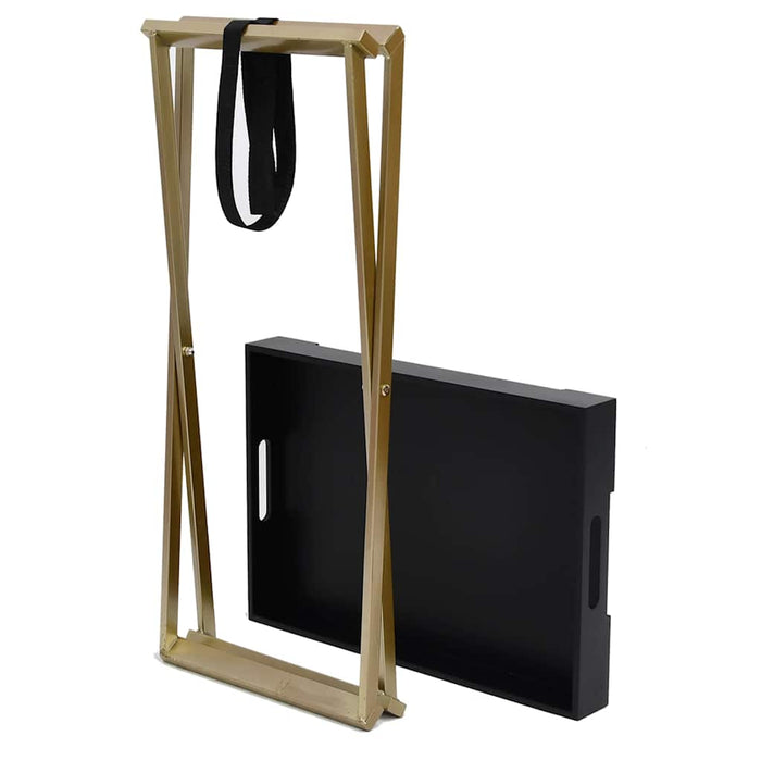 Masă pliabilă, auriu și negru, 48x34x61 cm, MDF WALTI