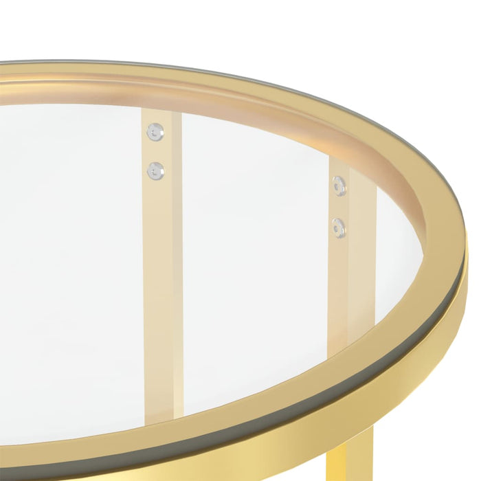 Masă laterală, auriu și transparent,45 cm, sticlă securizată - WALTI WALTI