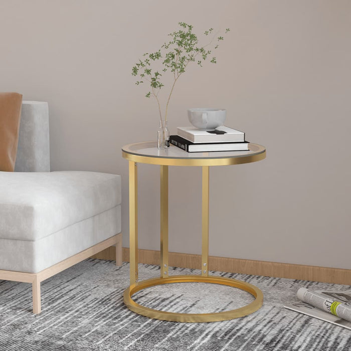 Masă laterală, auriu și transparent,45 cm, sticlă securizată - WALTI WALTI