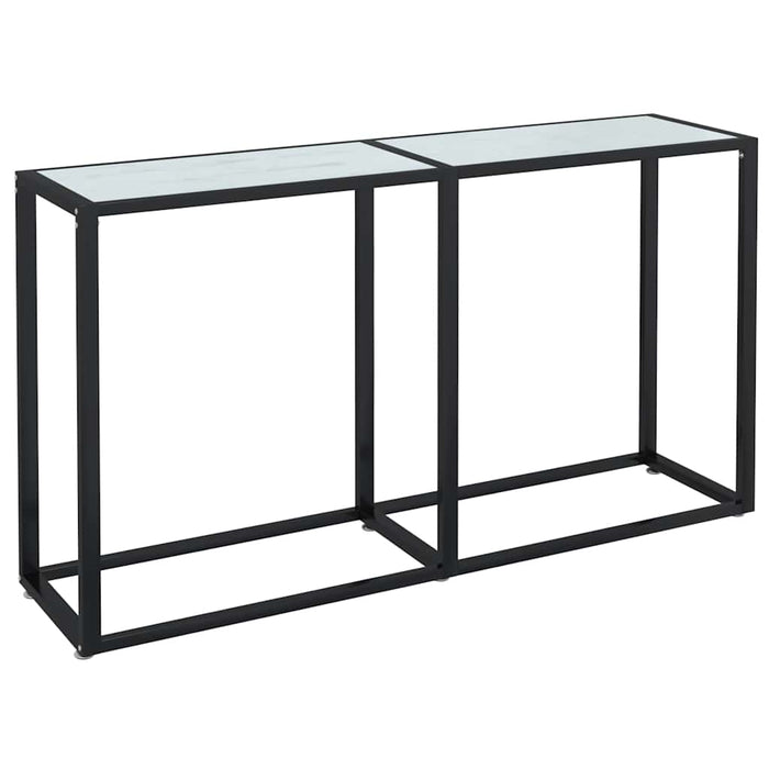 Masă consolă, marmură albă, 140x35x75,5 cm, sticlă securizată WALTI