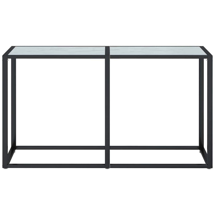 Masă consolă, marmură albă, 140x35x75,5 cm, sticlă securizată WALTI