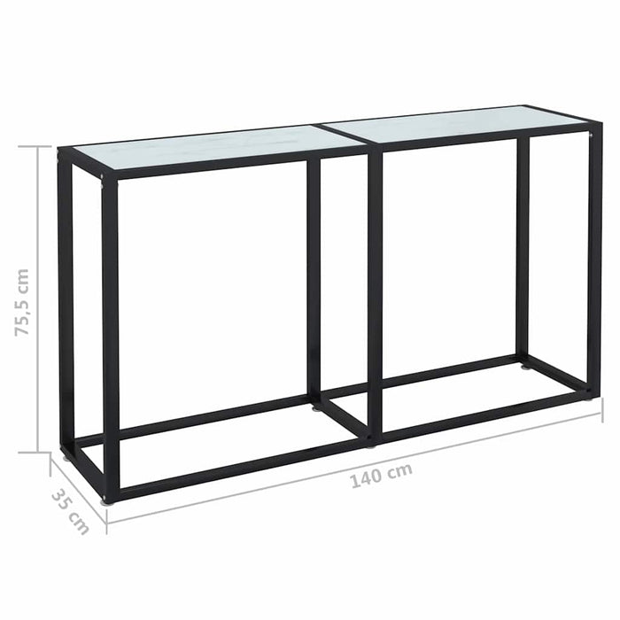 Masă consolă, marmură albă, 140x35x75,5 cm, sticlă securizată WALTI