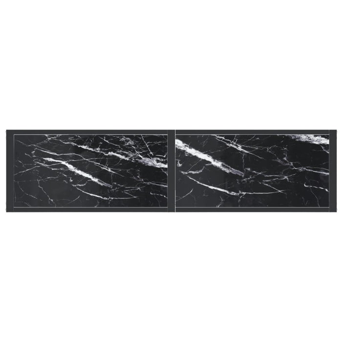Masă consolă, negru marmură, 140x35x75,5 cm, sticlă securizată - WALTI WALTI