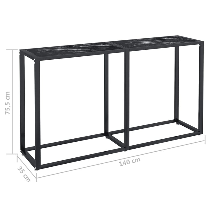 Masă consolă, negru marmură, 140x35x75,5 cm, sticlă securizată - WALTI WALTI