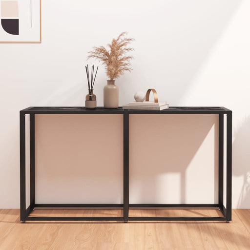 Masă consolă, negru marmură, 140x35x75,5 cm, sticlă securizată - WALTI WALTI