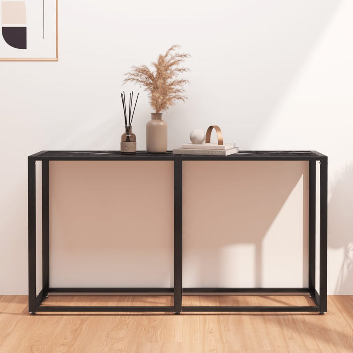 Masă consolă, negru marmură, 140x35x75,5 cm, sticlă securizată - WALTI WALTI