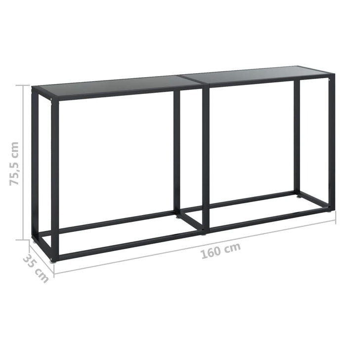 Masă consolă, negru, 160x35x75,5 cm, sticlă securizată WALTI