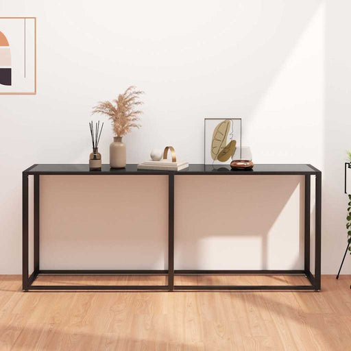 Masă consolă, negru, 180x35x75,5 cm, sticlă securizată - WALTI WALTI