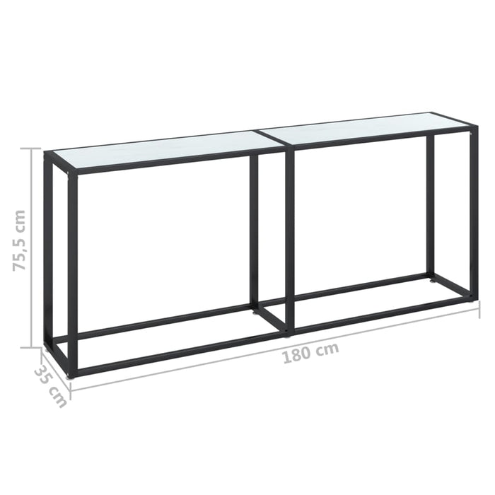 Masă consolă, alb marmură, 180x35x75,5 cm, sticlă securizată - WALTI WALTI