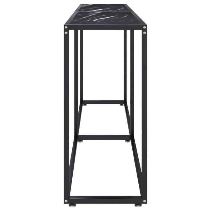 Masă consolă, negru marmură, 180x35x75,5 cm, sticlă securizată - WALTI WALTI