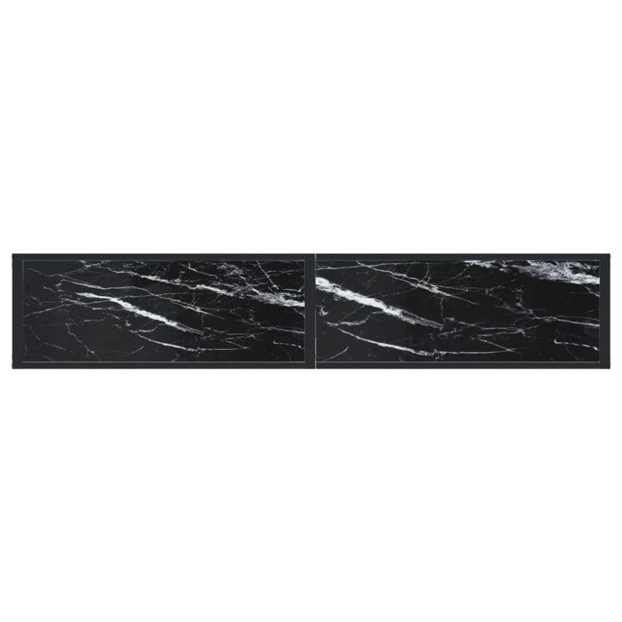Masă consolă, negru marmură, 180x35x75,5 cm, sticlă securizată - WALTI WALTI