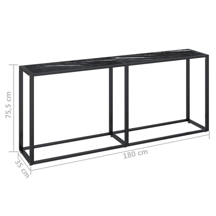 Masă consolă, negru marmură, 180x35x75,5 cm, sticlă securizată - WALTI WALTI
