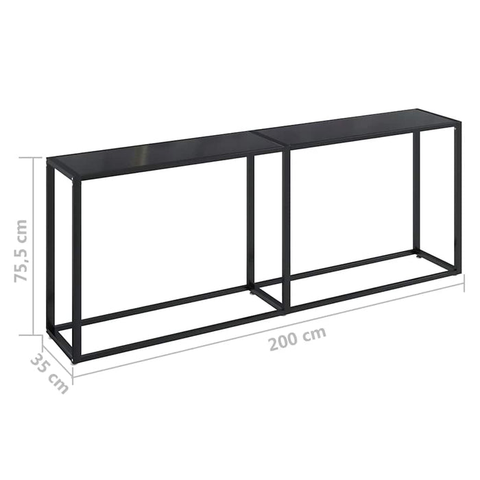Masă consolă, negru, 200x35x75,5 cm, sticlă securizată - WALTI WALTI
