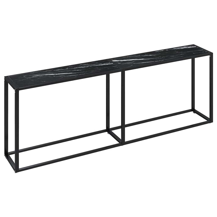 Masă consolă, negru marmură, 220x35x75,5 cm, sticlă securizată WALTI