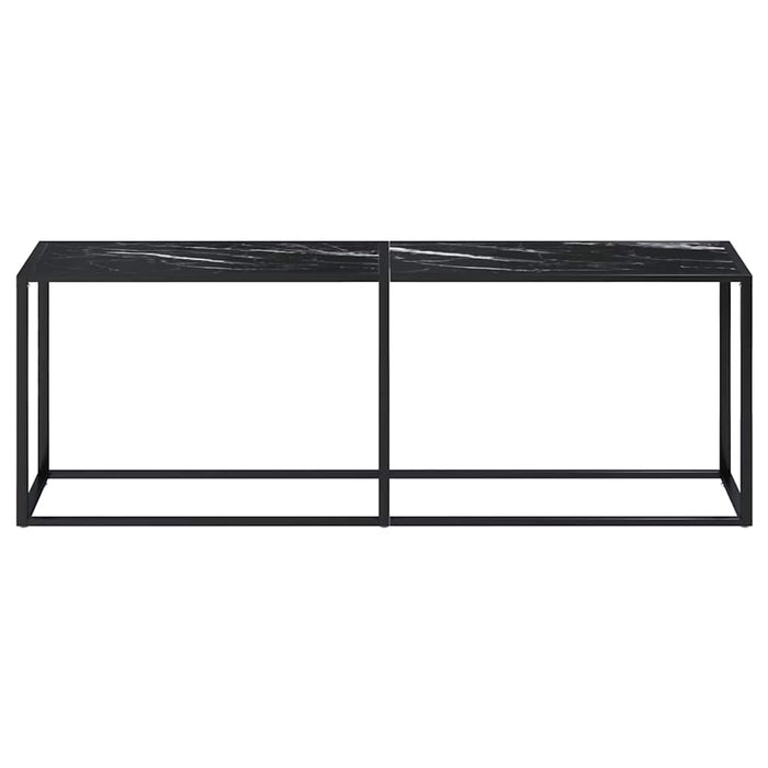Masă consolă, negru marmură, 220x35x75,5 cm, sticlă securizată WALTI