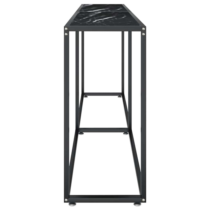 Masă consolă, negru marmură, 220x35x75,5 cm, sticlă securizată WALTI