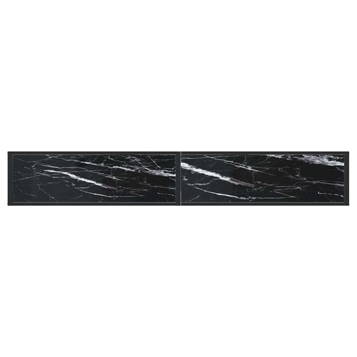 Masă consolă, negru marmură, 220x35x75,5 cm, sticlă securizată WALTI