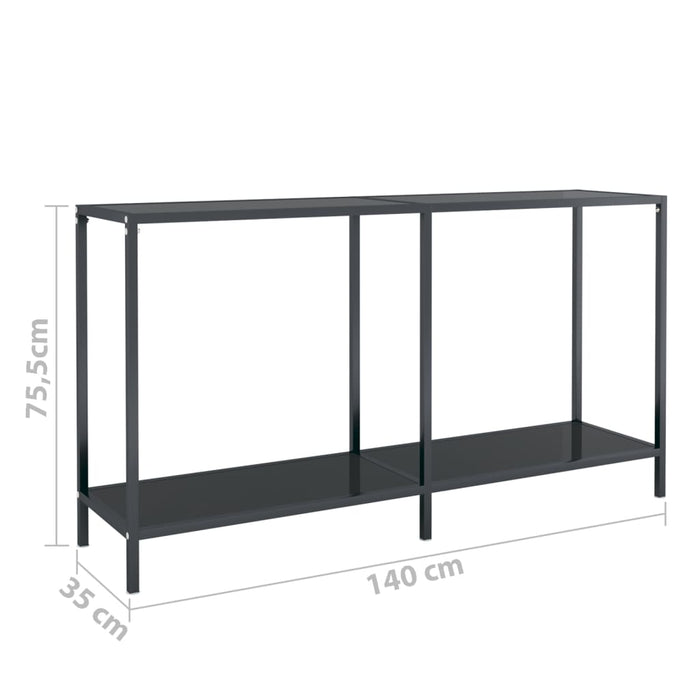 Masă consolă, negru, 140x35x75,5 cm, sticlă securizată - WALTI WALTI