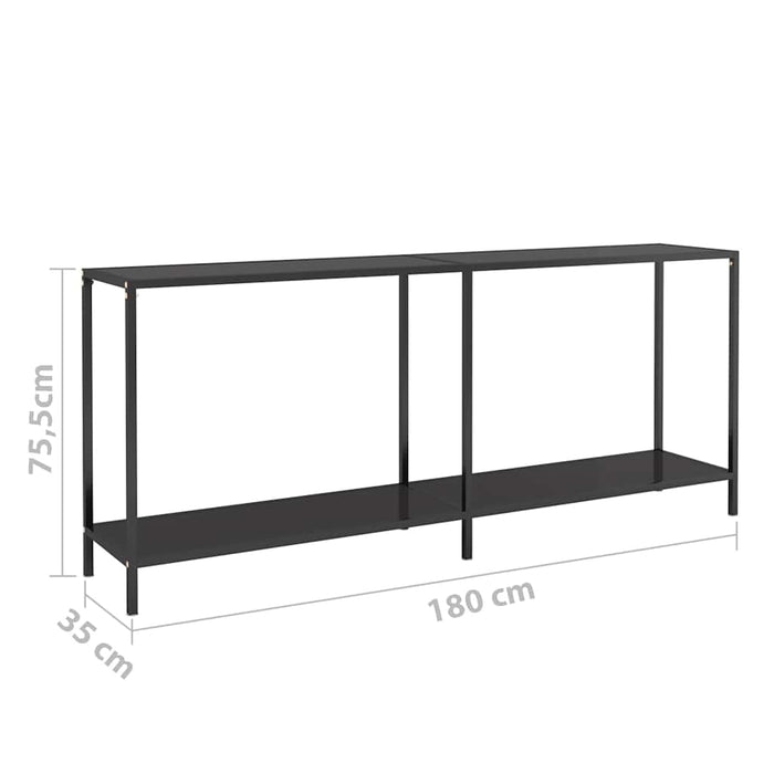 Masă consolă,negru, 180x35x75,5 cm, sticlă securizată - WALTI WALTI