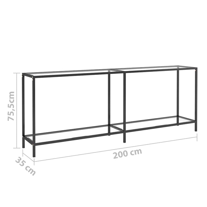 Masă consolă, transparent, 200x35x75,5 cm, sticlă securizată WALTI