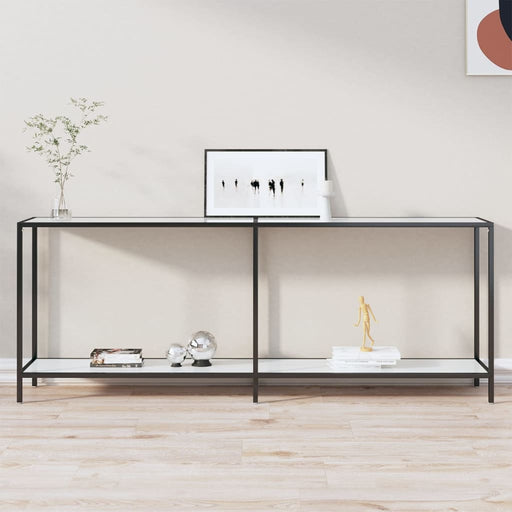 Masă consolă,alb, 200x35x75,5 cm, sticlă securizată - WALTI WALTI
