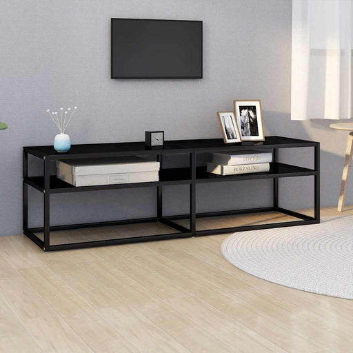 Comodă TV, negru, 140x40x40,5 cm, sticlă securizată - WALTI WALTI