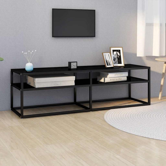 Comodă TV, negru, 140x40x40,5 cm, sticlă securizată - WALTI WALTI