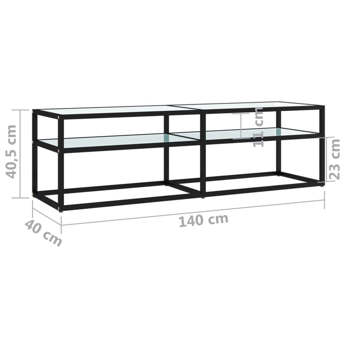 Comodă TV, marmură albă, 140x40x40,5 cm, sticlă securizată - WALTI WALTI