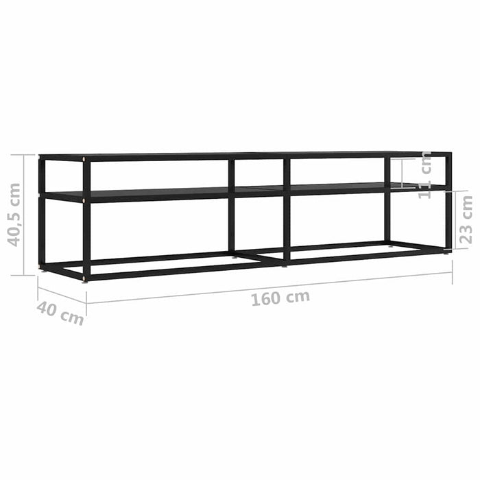 Comodă TV, negru, 160x40x40,5 cm, sticlă securizată - WALTI WALTI