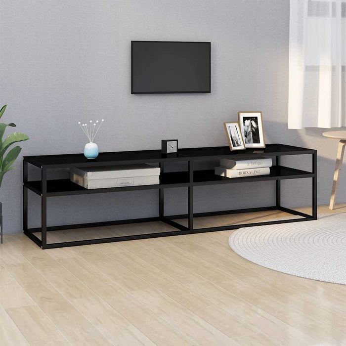 Comodă TV, negru, 160x40x40,5 cm, sticlă securizată - WALTI WALTI