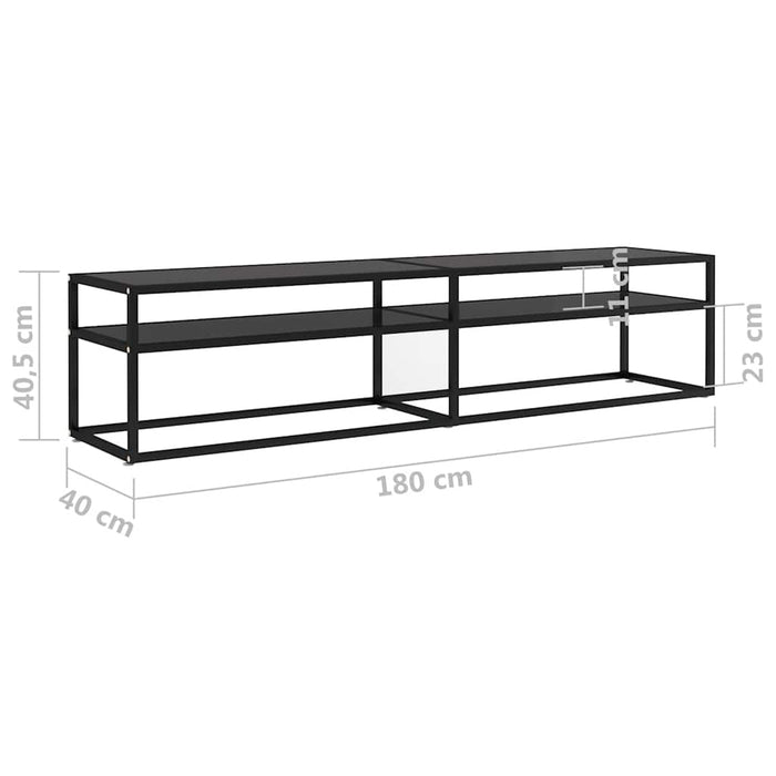 Comodă TV, negru, 180x40x40,5 cm, sticlă securizată - WALTI WALTI