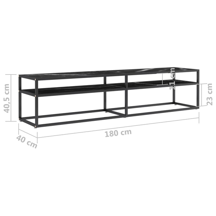 Comodă TV, marmură neagră, 180x40x40,5 cm, sticlă securizată - WALTI WALTI