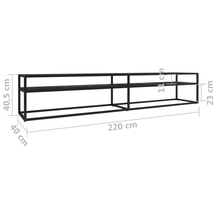 Comodă TV, marmură neagră, 220x40x40,5 cm, sticlă securizată - WALTI WALTI