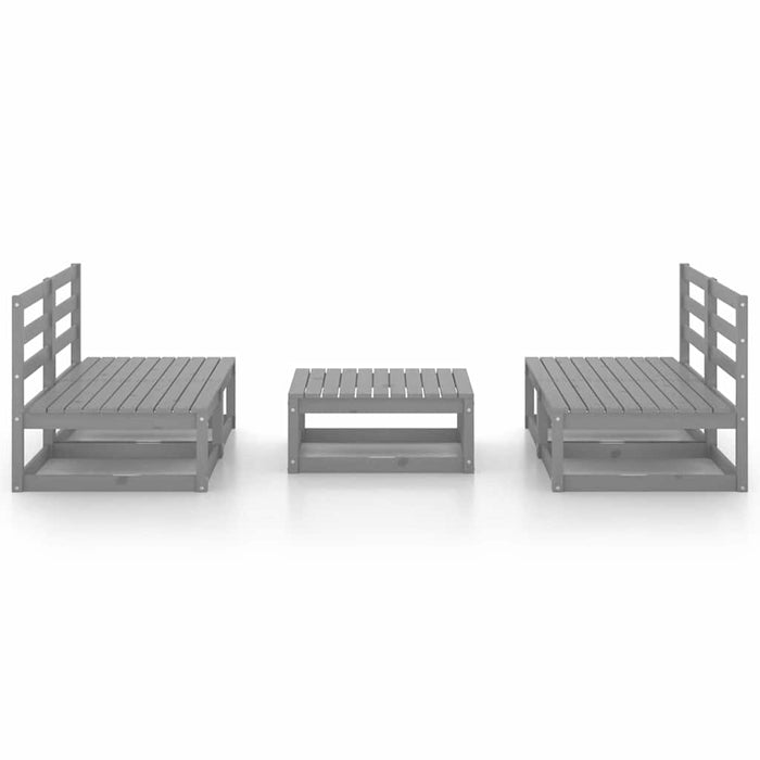 Set mobilier de grădină, 5 piese, gri, lemn masiv de pin WALTI
