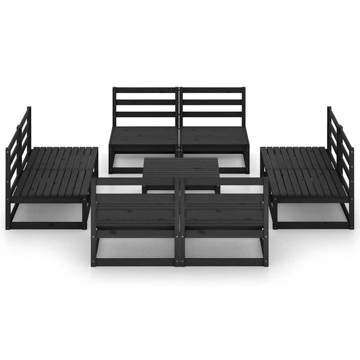 Set mobilier de grădină, 9 piese, negru, lemn masiv de pin WALTI