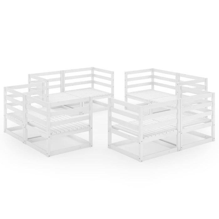 Set mobilier de grădină, 8 piese, alb, lemn masiv de pin - WALTI WALTI