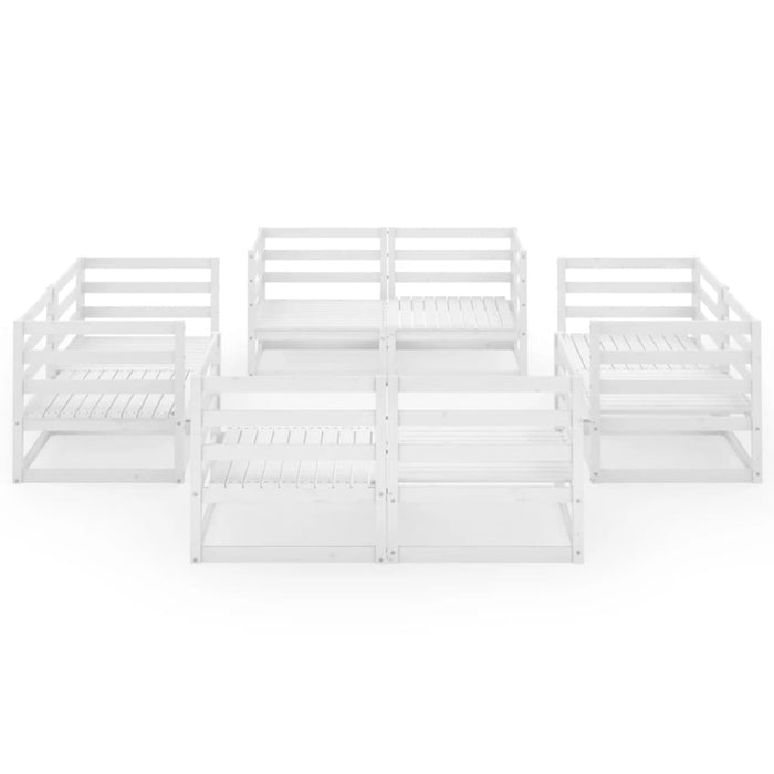 Set mobilier de grădină, 8 piese, alb, lemn masiv de pin - WALTI WALTI