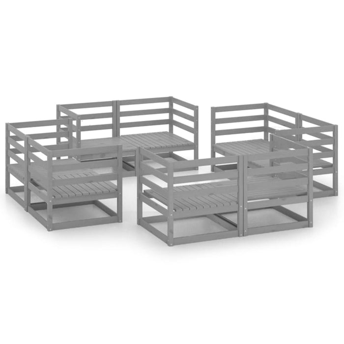 Set mobilier de grădină, 8 piese, gri, lemn masiv de pin WALTI