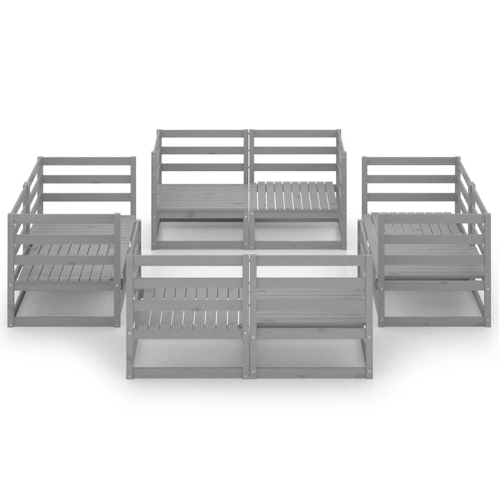 Set mobilier de grădină, 8 piese, gri, lemn masiv de pin WALTI