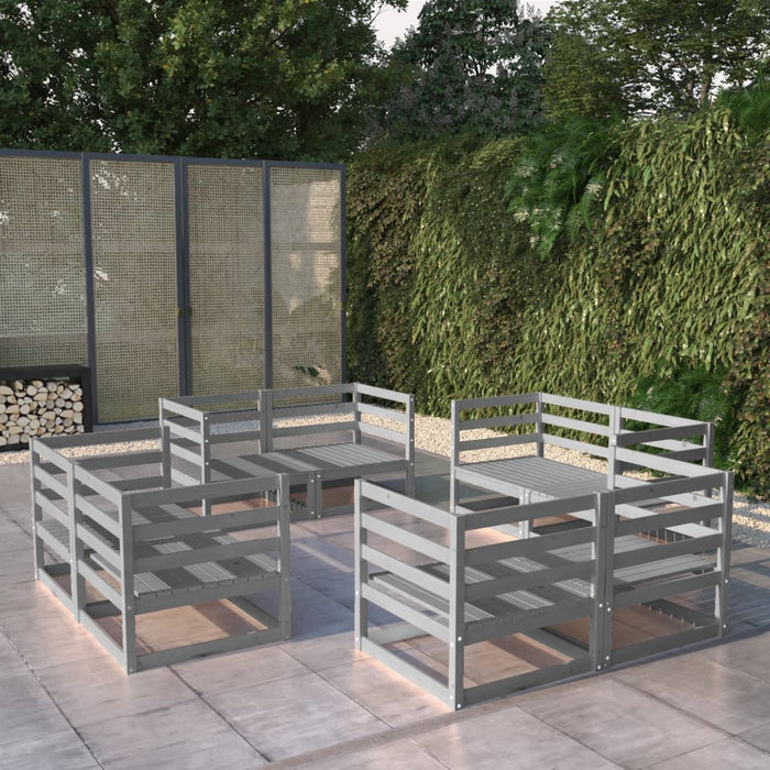 Set mobilier de grădină, 8 piese, gri, lemn masiv de pin WALTI