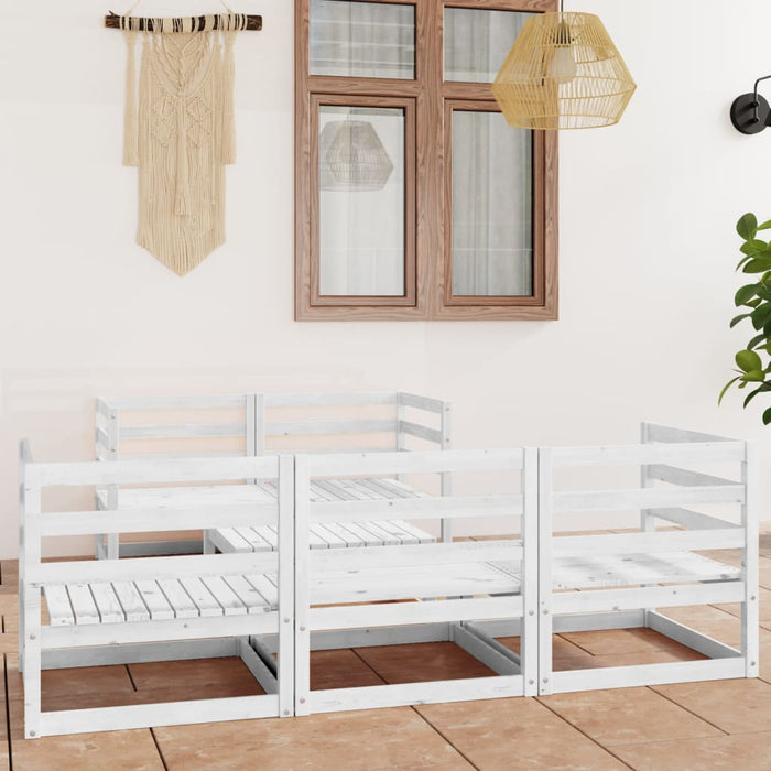 Set mobilier de grădină, 6 piese, alb, lemn masiv de pin WALTI