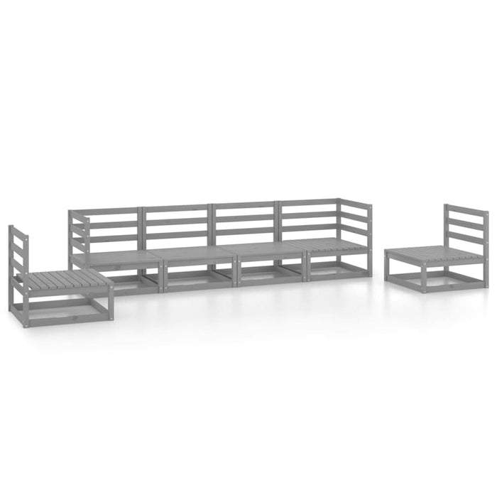 Set mobilier de grădină, 6 piese, gri, lemn masiv de pin WALTI