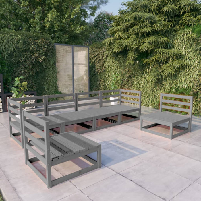 Set mobilier de grădină, 6 piese, gri, lemn masiv de pin WALTI