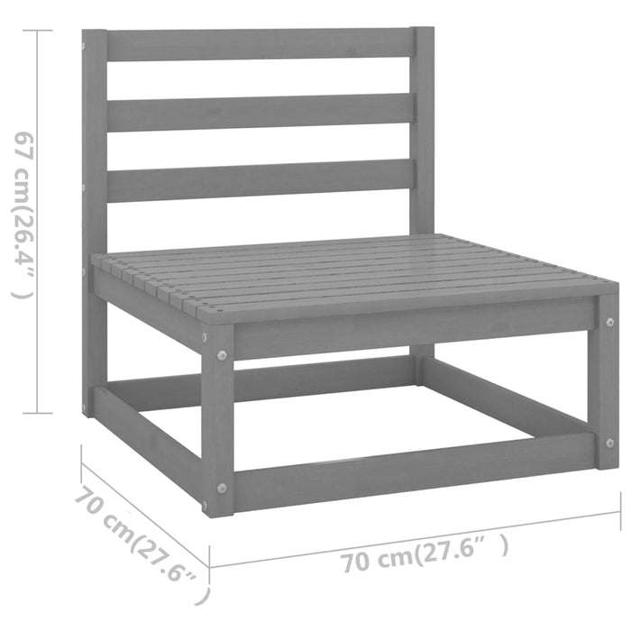 Set mobilier de grădină, 6 piese, gri, lemn masiv de pin WALTI