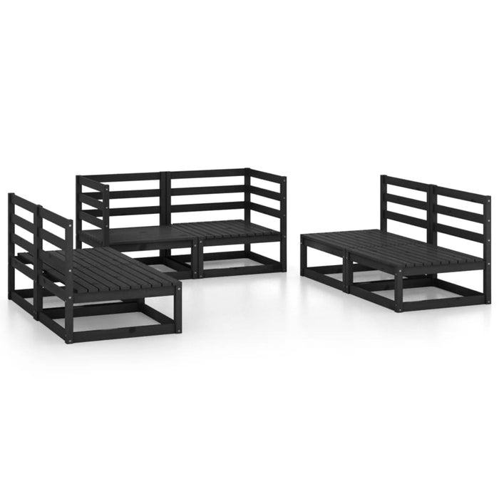 Set mobilier de grădină, 6 piese, negru, lemn masiv de pin WALTI