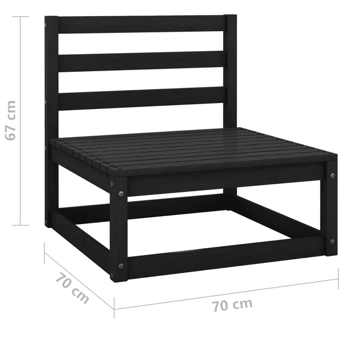 Set mobilier de grădină, 3 piese, negru, lemn masiv de pin WALTI