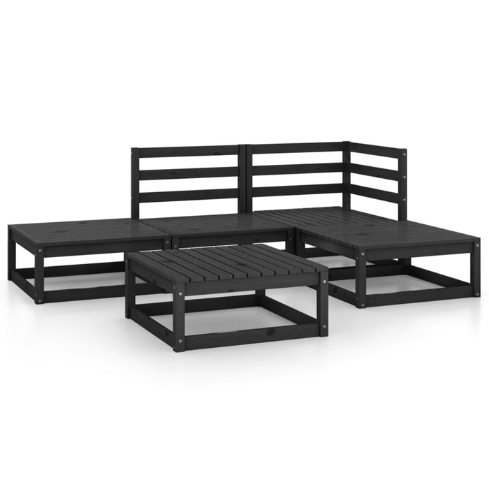 Set mobilier de grădină, 5 piese, negru, lemn masiv de pin WALTI